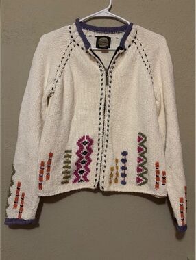 Planet Earth Sweaters Hand Loomed Cotton Zip-Up Sweater